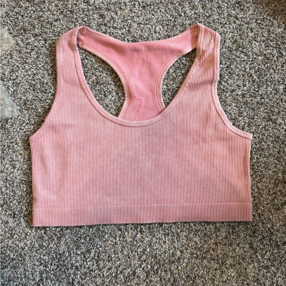 Mono B Pink Ribbed Tank Top